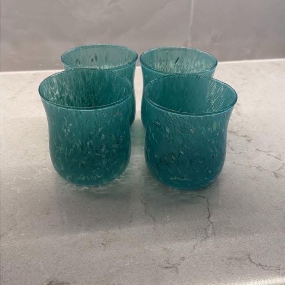 Anthropologie Aqua Glass Tumbler Set
